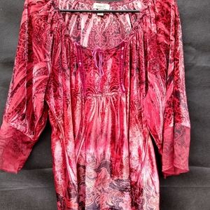 One World Sublimation Velvet Velour Peasant Top L